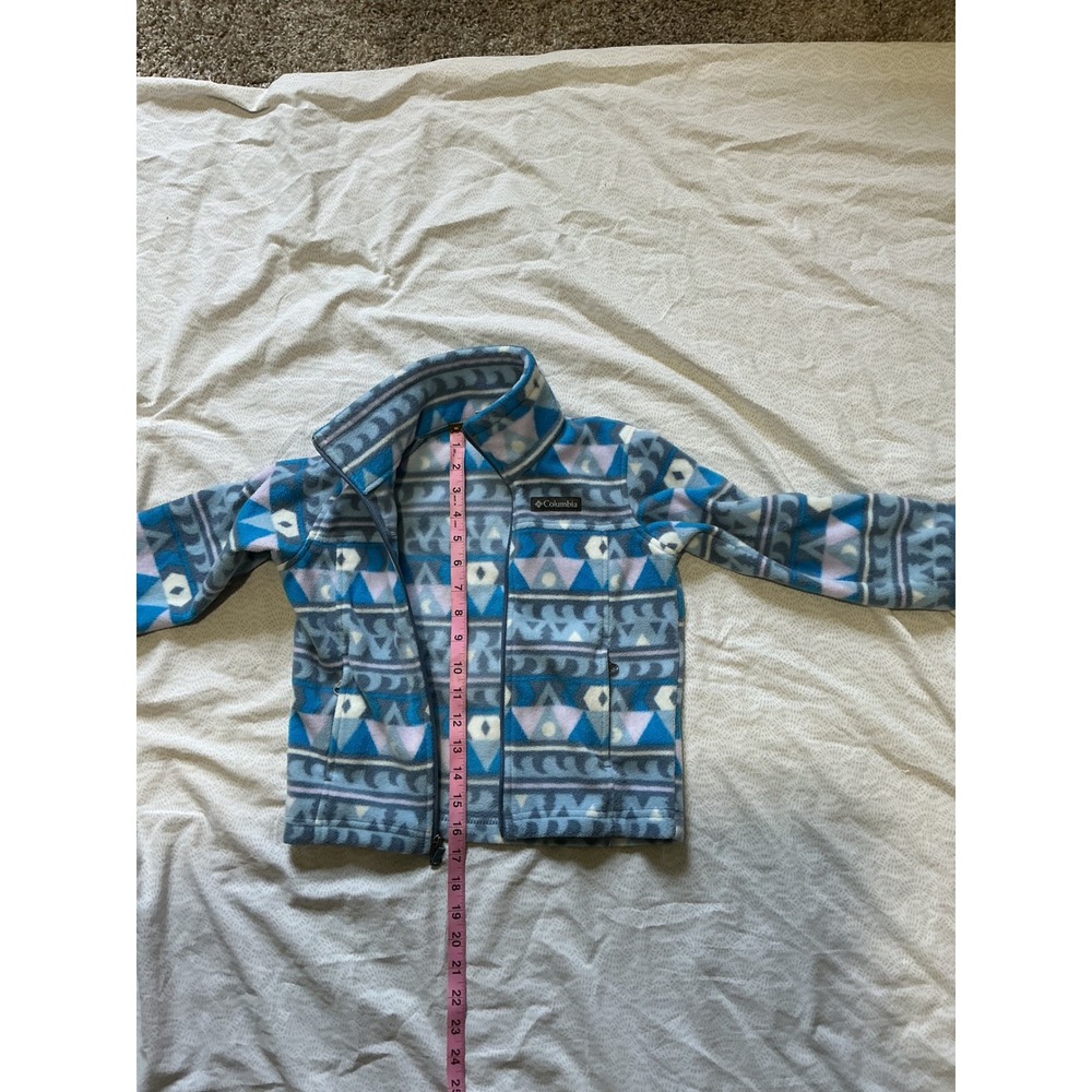 Columbia Kids Blue Purple Geometric Fleece Full Zip Jacket WB6777 XXS 4/5 - Picture 6 of 6